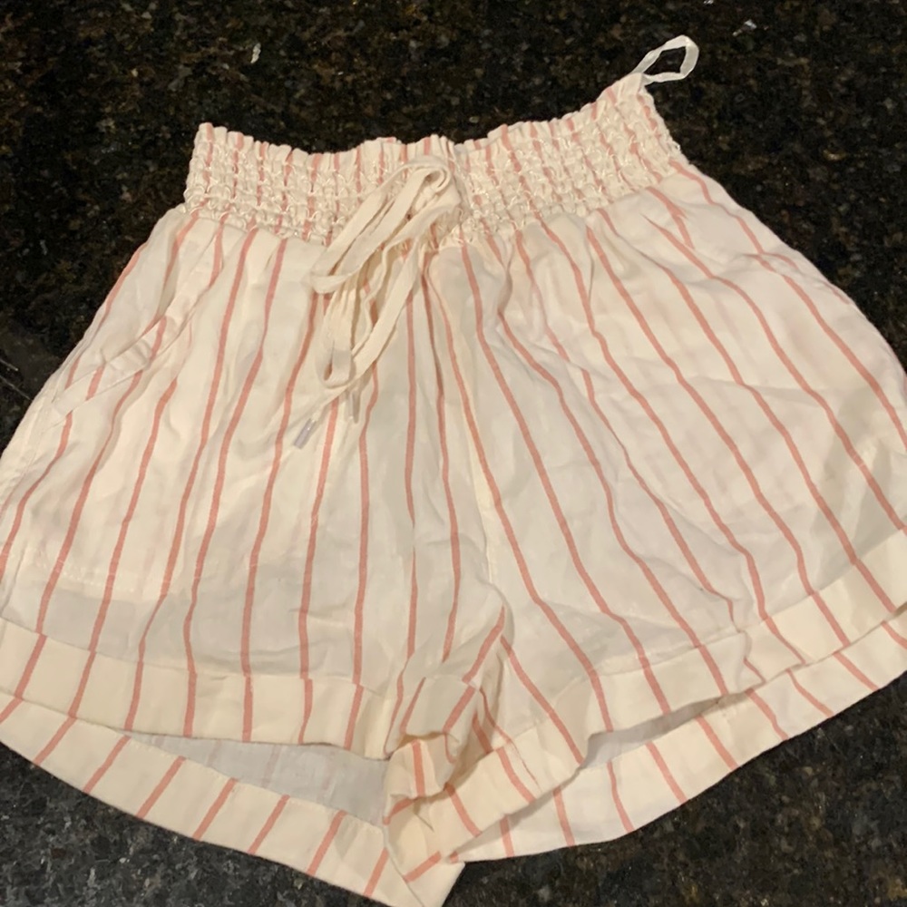 Sim&Sam shorts, stripy, rosy, pink, and white